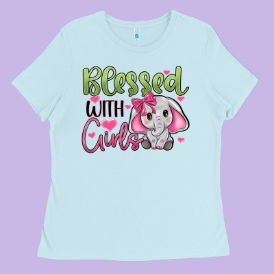 Blessed With Girls Ladies Tee Designed By Jahusdesignshop