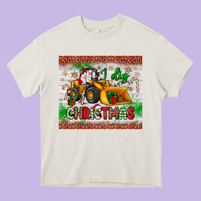 I Dig Christmas Bulldozer Santa Heavy Core Tee Designed By Jahusdesignshop