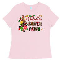 Bubblegum Pink i believe in santa paws Ladies Tee - AdoDesignShop