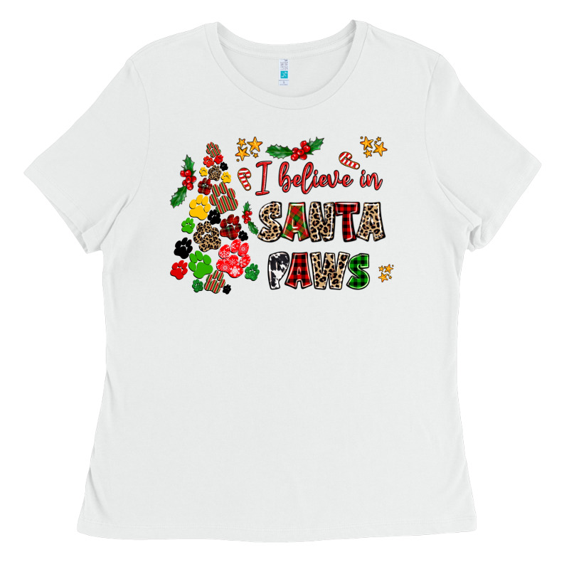 I Believe In Santa Paws Ladies Tee by AdoDesignShop | Teevron