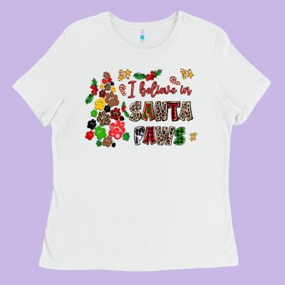 I Believe In Santa Paws Ladies Tee Designed By Adodesignshop