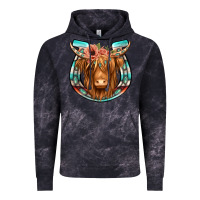 Cloud Black highland cow serape floral headband horseshoe Vintage Hoodie - Jasminsmagicworld