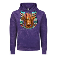 Cloud Purple highland cow serape floral headband horseshoe Vintage Hoodie - Jasminsmagicworld
