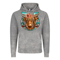 Cloud Rock highland cow serape floral headband horseshoe Vintage Hoodie - Jasminsmagicworld