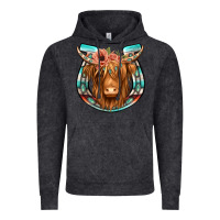 Vintage Black highland cow serape floral headband horseshoe Vintage Hoodie - Jasminsmagicworld