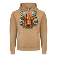 Highland Cow Serape Floral Headband Horseshoe Vintage Hoodie | Teevron