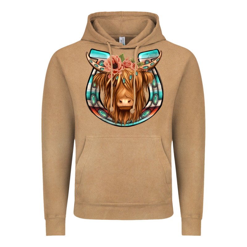 Highland Cow Serape Floral Headband Horseshoe Vintage Hoodie by Jasminsmagicworld | Teevron