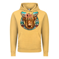 Vintage Mustard highland cow serape floral headband horseshoe Vintage Hoodie - Jasminsmagicworld