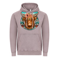 Vintage Zinc highland cow serape floral headband horseshoe Vintage Hoodie - Jasminsmagicworld