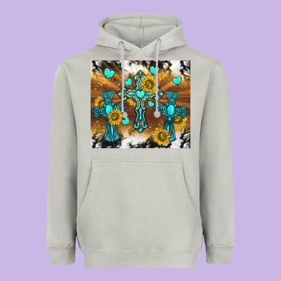 Western Crosses And Sunflowers Heavyweight Hoodie Designed By Tumblerdesignbyshophia