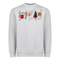 Heather Grey Cartoon Christmas Characters Heavyweight Sweatshirt - MaliasSmallBusiness