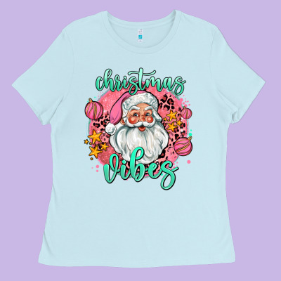 Christmas Vibes Santa Ladies Tee Designed By Adodesignshop
