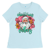 Baby Blue christmas vibes santa Ladies Tee - AdoDesignShop