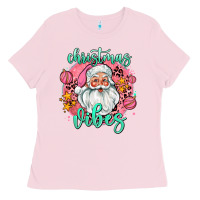 Bubblegum Pink christmas vibes santa Ladies Tee - AdoDesignShop