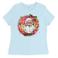 Baby Blue merry christmas peace santa Ladies Tee - AdoDesignShop