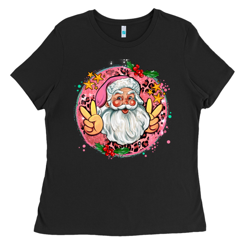 Merry Christmas Peace Santa Ladies Tee by AdoDesignShop | Teevron