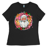 Black merry christmas peace santa Ladies Tee - AdoDesignShop