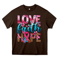 Chocolate Brown love faith hope with cancer ribbon  ado Heavy Core Tee - AdoDesignShop