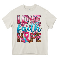 Cream love faith hope with cancer ribbon  ado Heavy Core Tee - AdoDesignShop