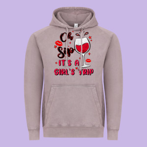 Oh Sip It's A Girl's Trip Vintage Hoodie Designed By Maliassmallbusiness
