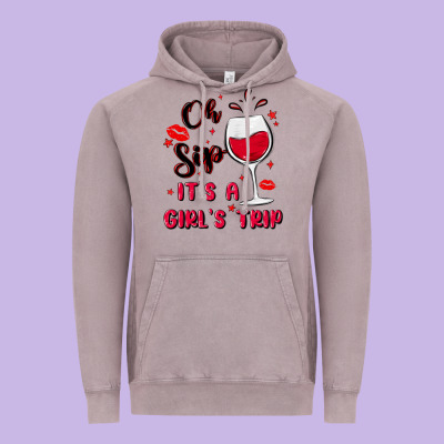 Oh Sip It's A Girl's Trip Vintage Hoodie Designed By Maliassmallbusiness