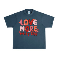 Midnight Navy love more worry less Urban Heavy Tee - MaliasSmallBusiness