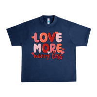 Navy love more worry less Urban Heavy Tee - MaliasSmallBusiness