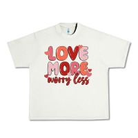 Pistachio love more worry less Urban Heavy Tee - MaliasSmallBusiness
