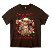 Chocolate Brown christmas life is better with a chihuahua Heavy Core Tee - JahusDesignShop