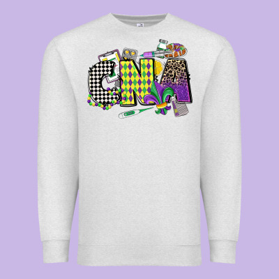 Cna Mardi Gras Certified Nursing Assistant Premium Sweatshirt Designed By Cowgirlartshop