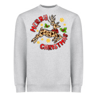 Heather Grey merry christmas deer Heavyweight Sweatshirt - MaliasSmallBusiness