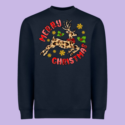 Merry Christmas Deer Heavyweight Sweatshirt Designed By Maliassmallbusiness