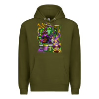 Army Green mardi gras gnomies truck Premium Hoodie - CowGirlArtShop