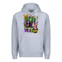 Heather Grey mardi gras gnomies truck Premium Hoodie - CowGirlArtShop