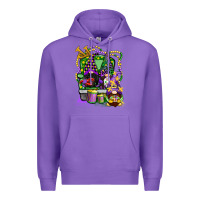 Purple mardi gras gnomies truck Premium Hoodie - CowGirlArtShop