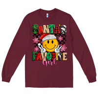 Burgundy santas favorite girl Long Sleeve Tee - MaliasSmallBusiness