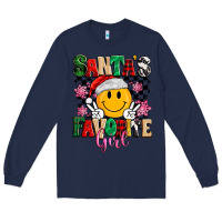 Navy santas favorite girl Long Sleeve Tee - MaliasSmallBusiness