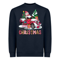 Navy pink merry christmas Heavyweight Sweatshirt - MaliasSmallBusiness