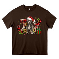 Chocolate Brown Christmas joy pitbull Heavy Core Tee - JahusDesignShop