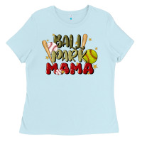 Baby Blue ballpark mama Ladies Tee - JahusDesignShop