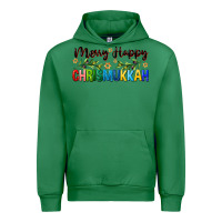 Emerald merry happy chrismukkah with olive branch Urban Hoodie - FaDigitalArtStudio