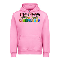 Fuchsia Pink merry happy chrismukkah with olive branch Urban Hoodie - FaDigitalArtStudio