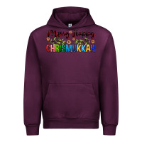 Mauve Wine merry happy chrismukkah with olive branch Urban Hoodie - FaDigitalArtStudio