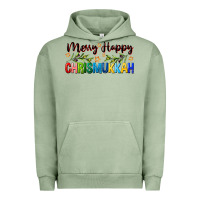 Pigment Oil Green merry happy chrismukkah with olive branch Urban Hoodie - FaDigitalArtStudio