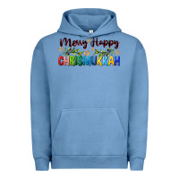 Pigment Pebble Blue merry happy chrismukkah with olive branch Urban Hoodie - FaDigitalArtStudio