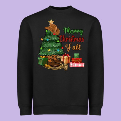 Merry Christmas Y'all Heavyweight Sweatshirt Designed By Maliassmallbusiness