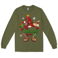 Army Green the teacher gnome christmas Long Sleeve Tee - MaliasSmallBusiness