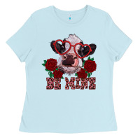 Baby Blue be mine valentine's day calf Ladies Tee - RanaPortraitStore