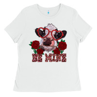 White be mine valentine's day calf Ladies Tee - RanaPortraitStore