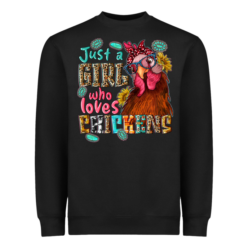 Just A Girl Who Loves Chickens Heavyweight Sweatshirt by NancyCooperArtShop | Teevron